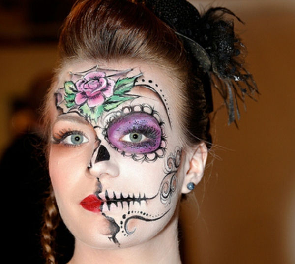 Horror Gesicht Schminken für Halloween schön hässlich