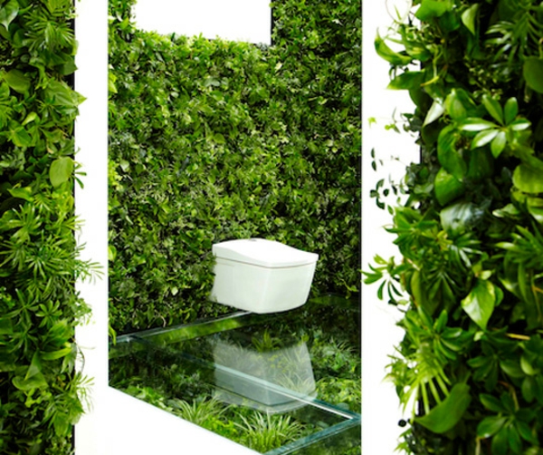 badezimmerideen japanisches bad grüne blätter