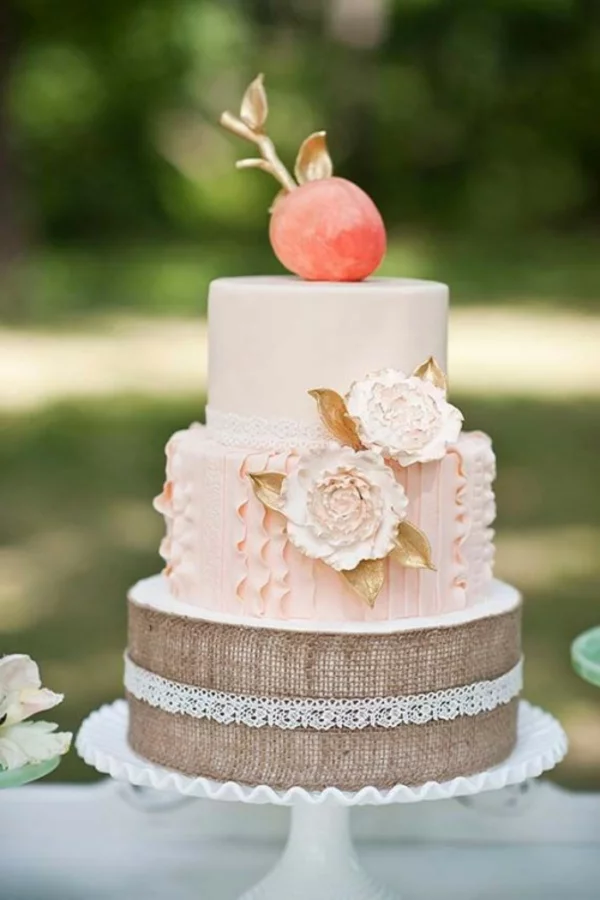 Hochzeitsdeko Meine Cremig und Pfirsichfarben mehrstöckig torte