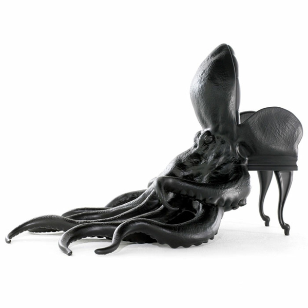 Oktopus glanz Möbel dekoartikel art modern sessel schwarz leder