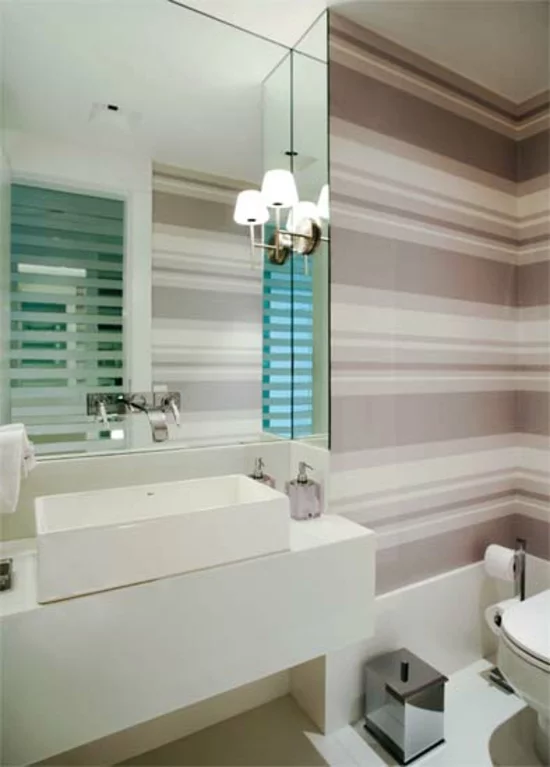 coole wohnideen badezimmer farbgestaltung ideen streifenmuster tapetenmuster