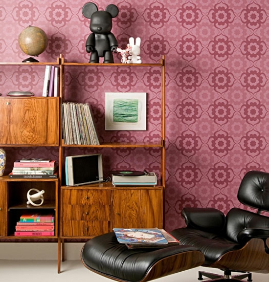 coole wohnzimmer wohnideen wandtapeten muster farbgestaltung ameas relaxstühle