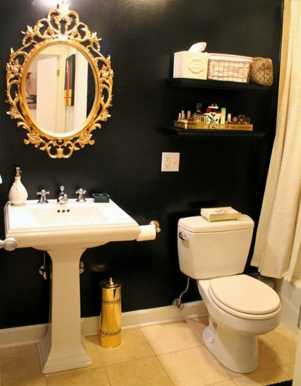 dunkle flecken spiegel klassisch ornamente badezimmer waschbecken