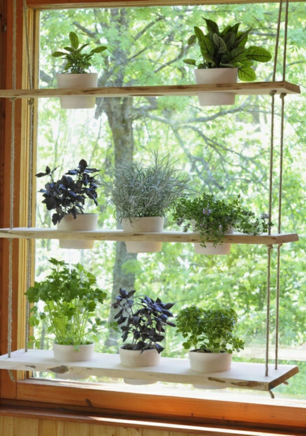 hängende zimmerpflanzen deko ideen holzregal hängend topfpflanzen