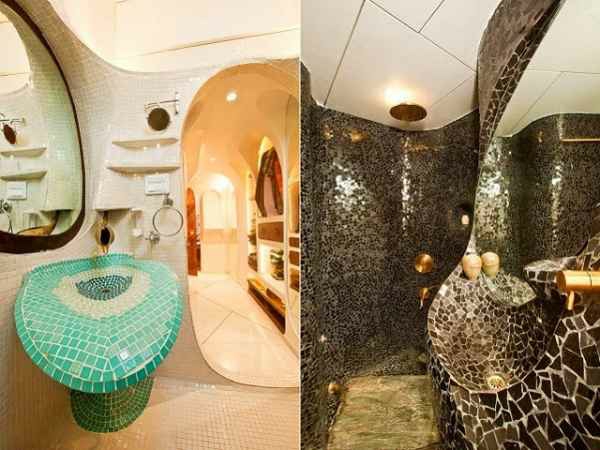 innendesign ideen stadtwohnung mumbai indien badezimmer mosaikfliesen