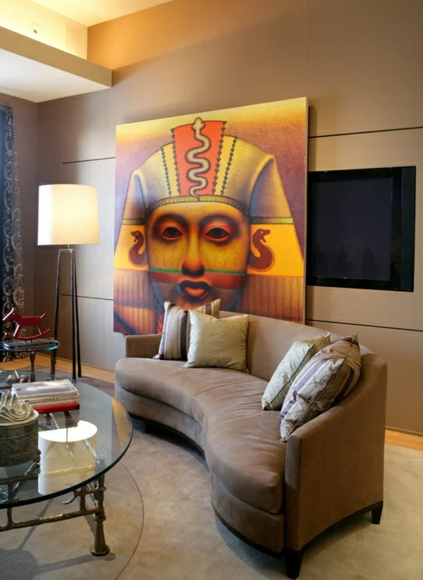 innendesign ideen ägyptischer stil farbakzente wanddeko ideen wohnwand