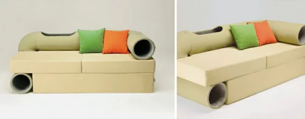 katzenmöbel kissen orange grün design sofa couch