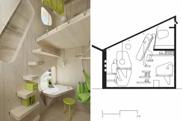 kleines holzhaus studentenwohnung tengbom architekts wohnplan