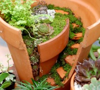 Kreative Gartengestaltung mit zerbrochenen Pflanzgefäßen