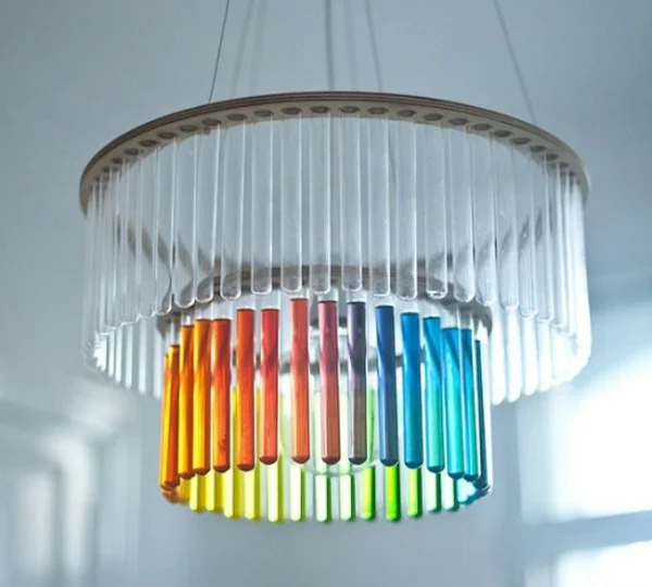 lampenschirm selber machen reagenzglas farbiges wasser kronleuchter
