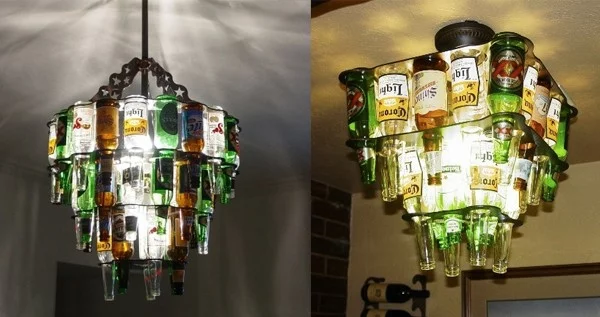 lampenschirme selber machen kronleuchter leere bierflaschen