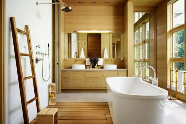 luxushaus bauen moderne badezimmer freistehende badewanne