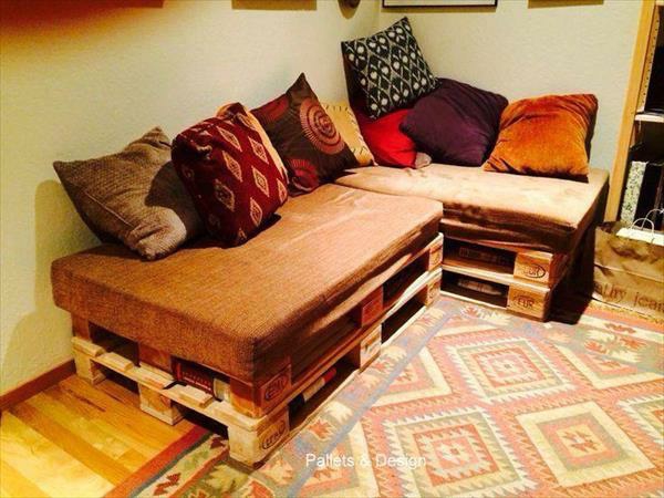 teppich holzboden Holzmöbel Paletten kissen auflagen