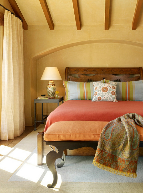 moderne einrichtungsideen schlafzimmer mexikanischer stil möbel warme farbpalette
