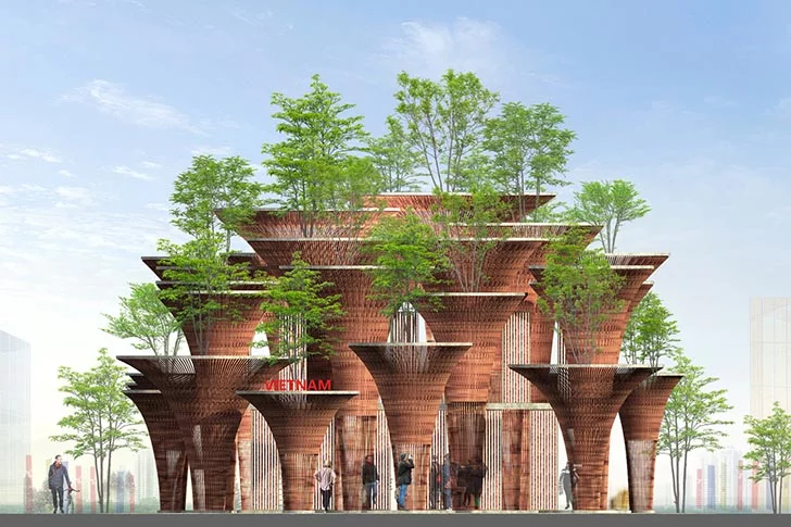nachhaltige baustoffe bambus vietmanesischer pavillon world expo 2015 mailand