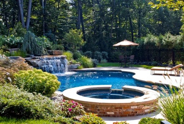 Gartengestaltung mit Steinen und Kies pool