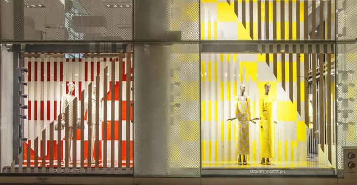 schaufenster dekorieren Luis Vuitton Daniel Buren