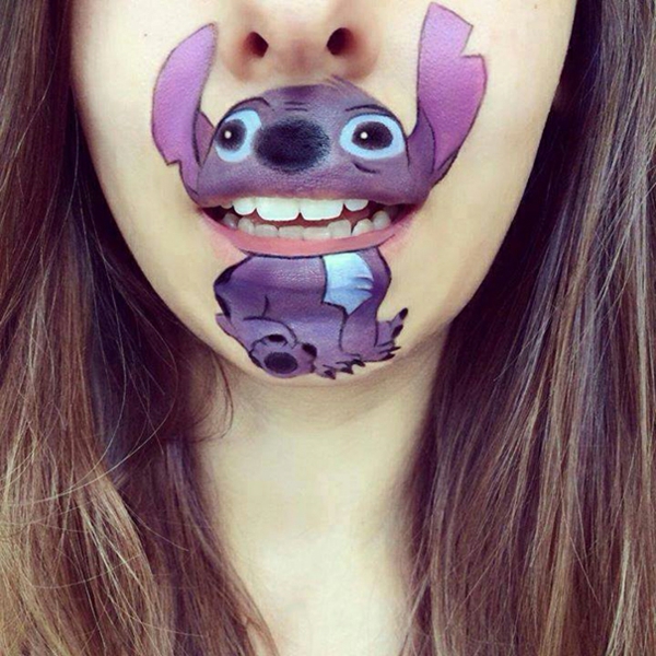 schminken lippen violett lächend Comicfiguren lilo stitch