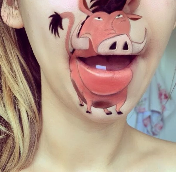 schminken lippen coole Comicfiguren pumba savana 