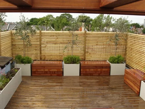 terrassengestaltung ideen balkonpflanzen freiraum sport treiben im freien