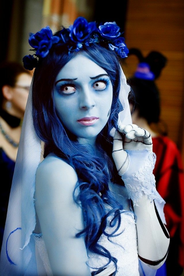 halloween kostüme damen blaue perüke karnevalskostüme