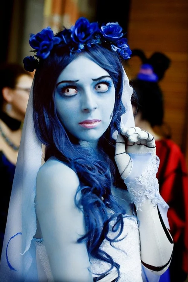 halloween kostüme damen blaue perüke karnevalskostüme