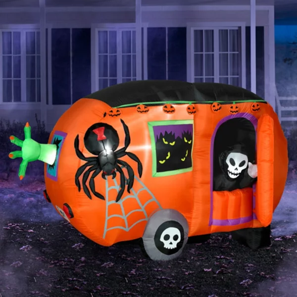 spinnen skelette Werbeartikel zu Halloween wagen orange