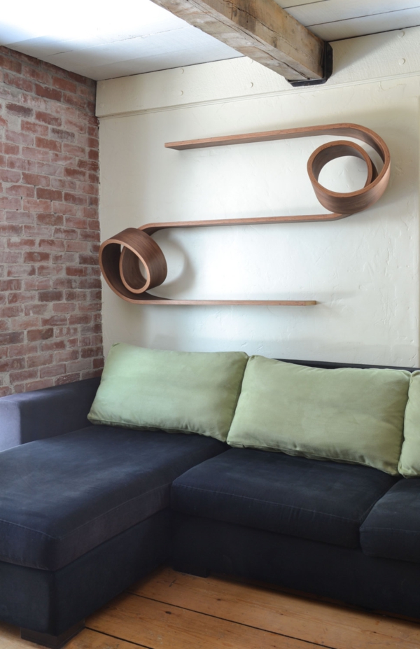 Coole Designermöbel aus Holz wandregale wohnzimmer