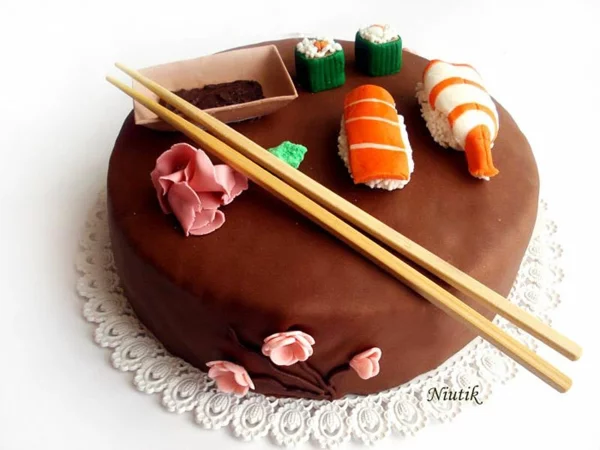 japanisch küche Torten tolle Tortendeko Tortenfiguren sushi