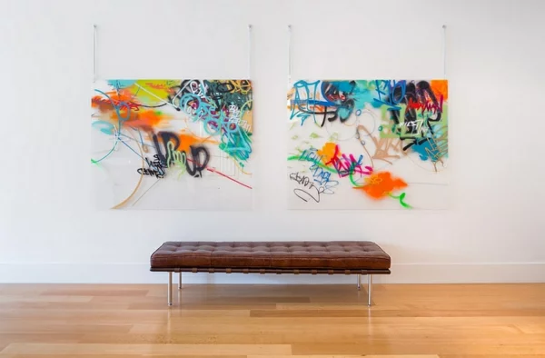 Graffiti couch leder Wand zu Hause abstrakt minimalistisch