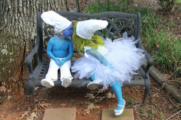 Halloween schlümpfe Kinderkostüme designs festlich blau smurf