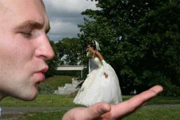 Lustige design Hochzeitsfotos Ideen visuell täuschung