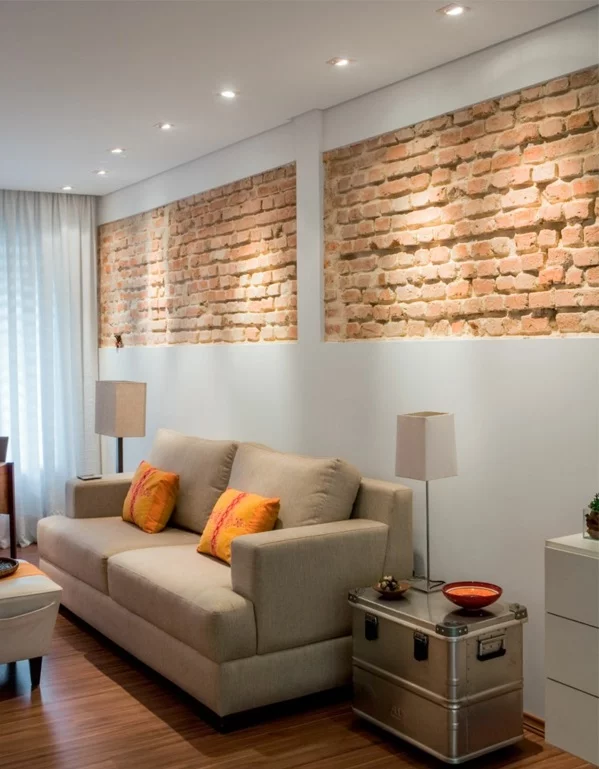 Wohnzimmergestaltung Ideen modern sofa eingebaut indirekt licht