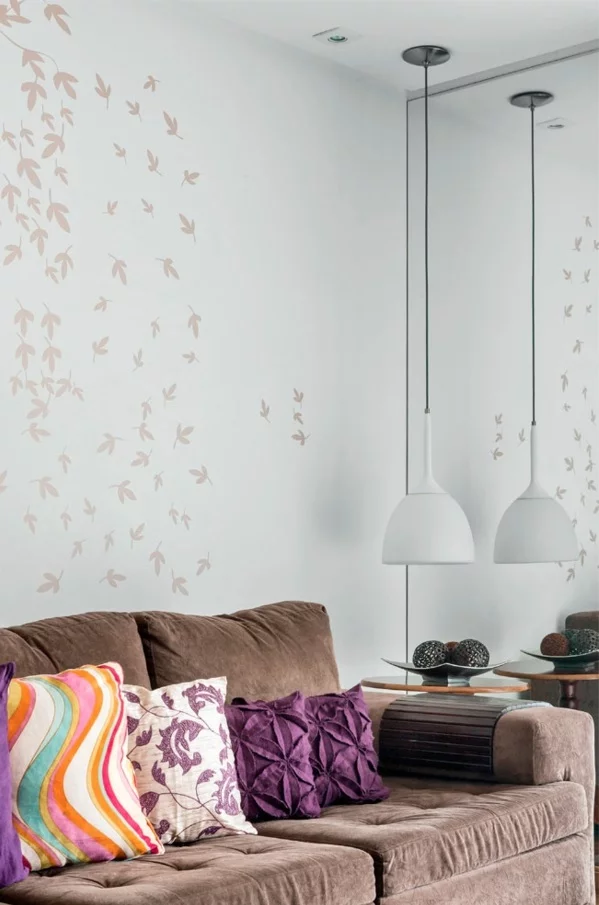 Wohnzimmergestaltung Ideen modern sofa kissen stoff