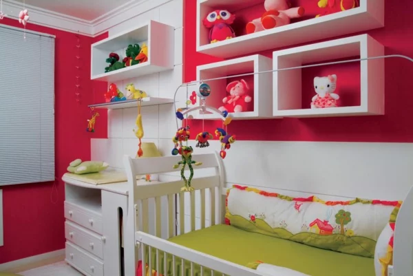 babyzimmer einrichten möbel babymöbel rot wand