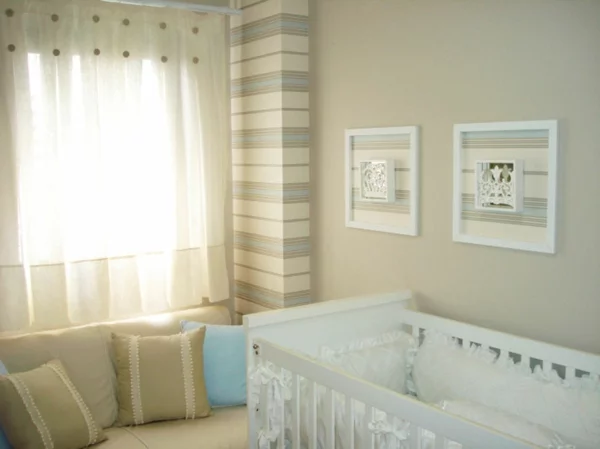 babyzimmer streifen rahmen komplett gestalten gardinen deko