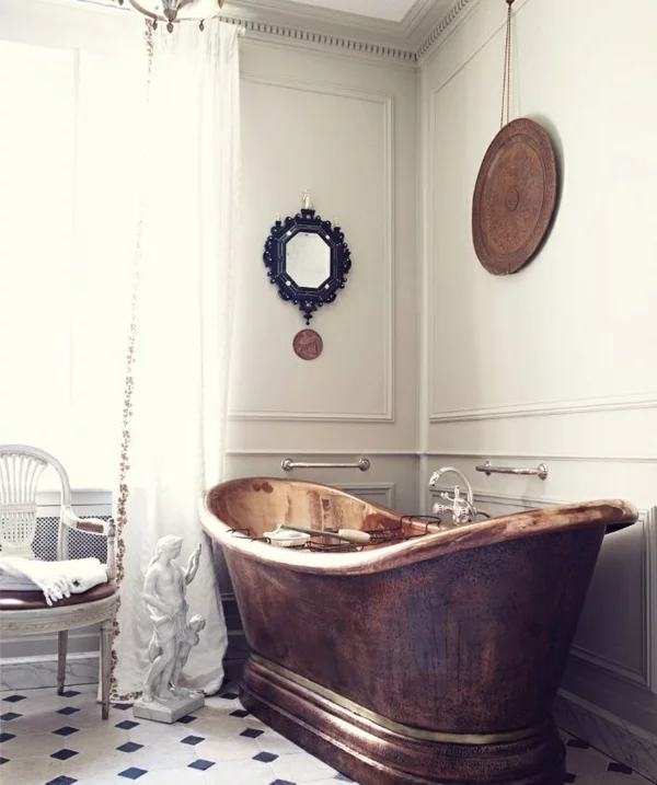 badezimmer einrichtungsideen badewanne aus bronze