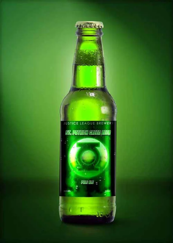 bierflaschen etiketten von superhelden frisch grün