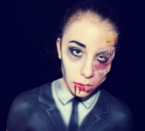 Das Gesicht zu Halloween bemalen – 15-jähriges Mädchen als Bodypainter