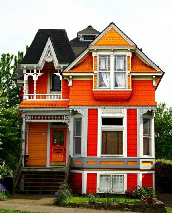 die fassade hausfassaden farben orange warme farbgestaltung