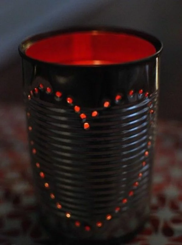 laterne  tischlampen DIY Leuchten aus Dosen rot