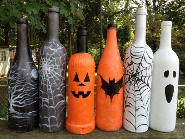 halloween deko ideen flaschen färben