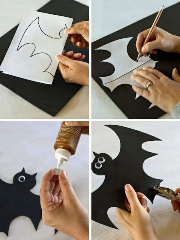 halloween dekoration im garten flesdermaus aus papier basteln