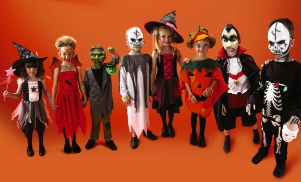 halloween kostüme ideen günstig kinder orange wand