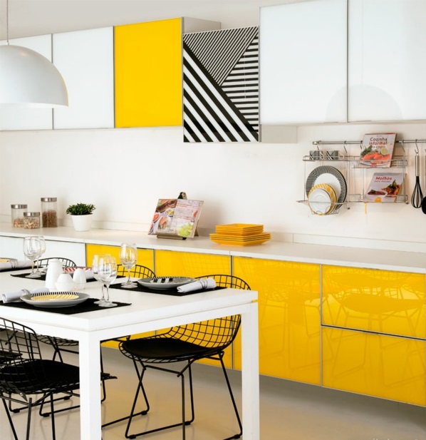 kücheneinrichtung ideen küchenmöbel gelb farben
