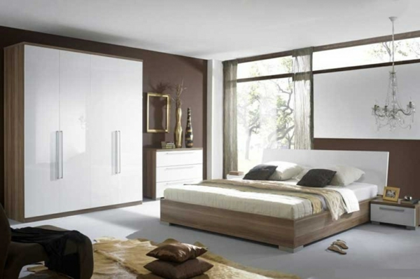 schlafzimmer wandfarbe braun erdige farben holz natürliche materialien