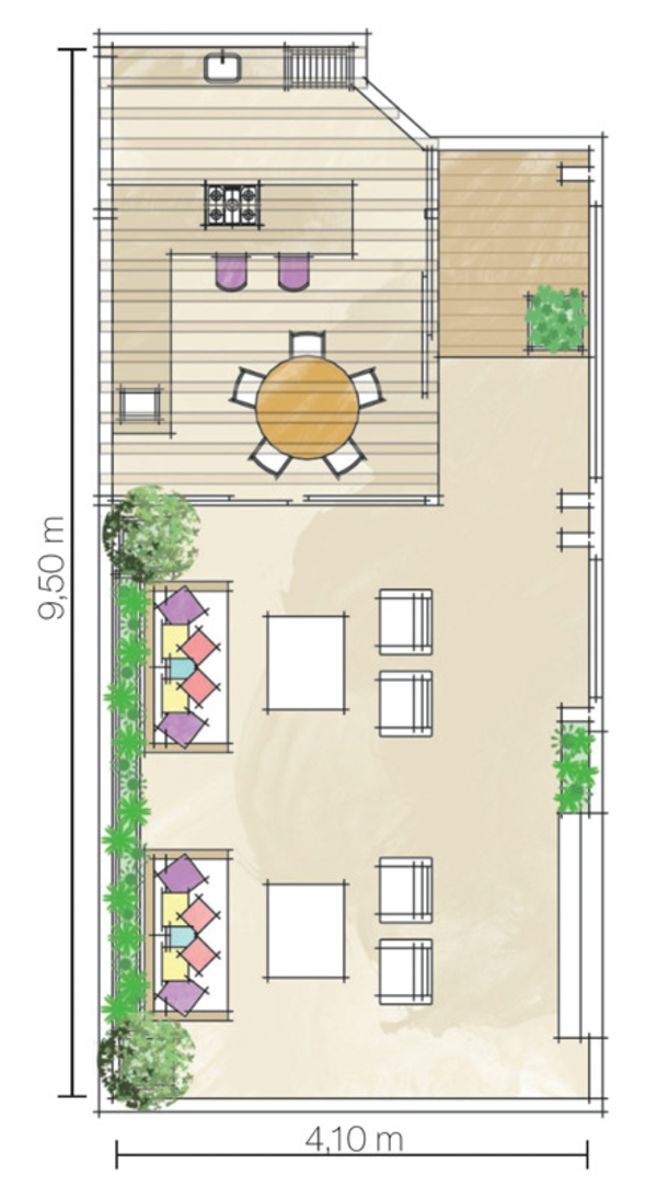 terrassengestaltung ideen balkon gestalten essbereich outdoor küche plan