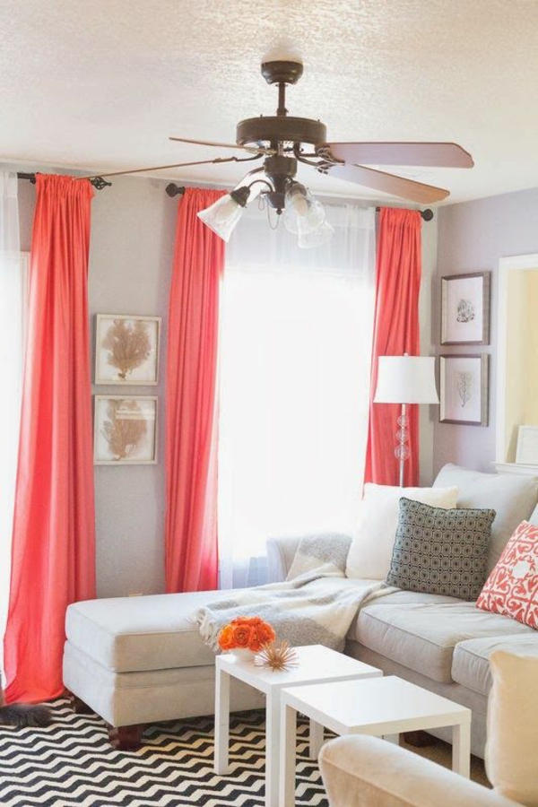 trendige gardinen als wohnzimmer dekoration