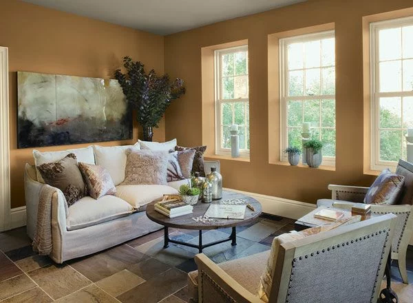 wandfarben wohnzimmer beige braun farbgestaltung