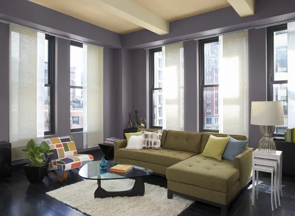 wandfarben wohnzimmer lila violett trendfarbe 2014 einrichtungsideen